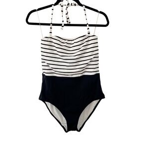 Victoria's Secret Black White Stripe One Piece Convertible Strap Swimsuit